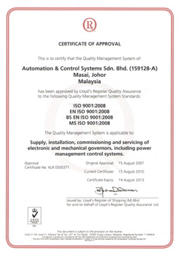 Certificate of Approval - Quality